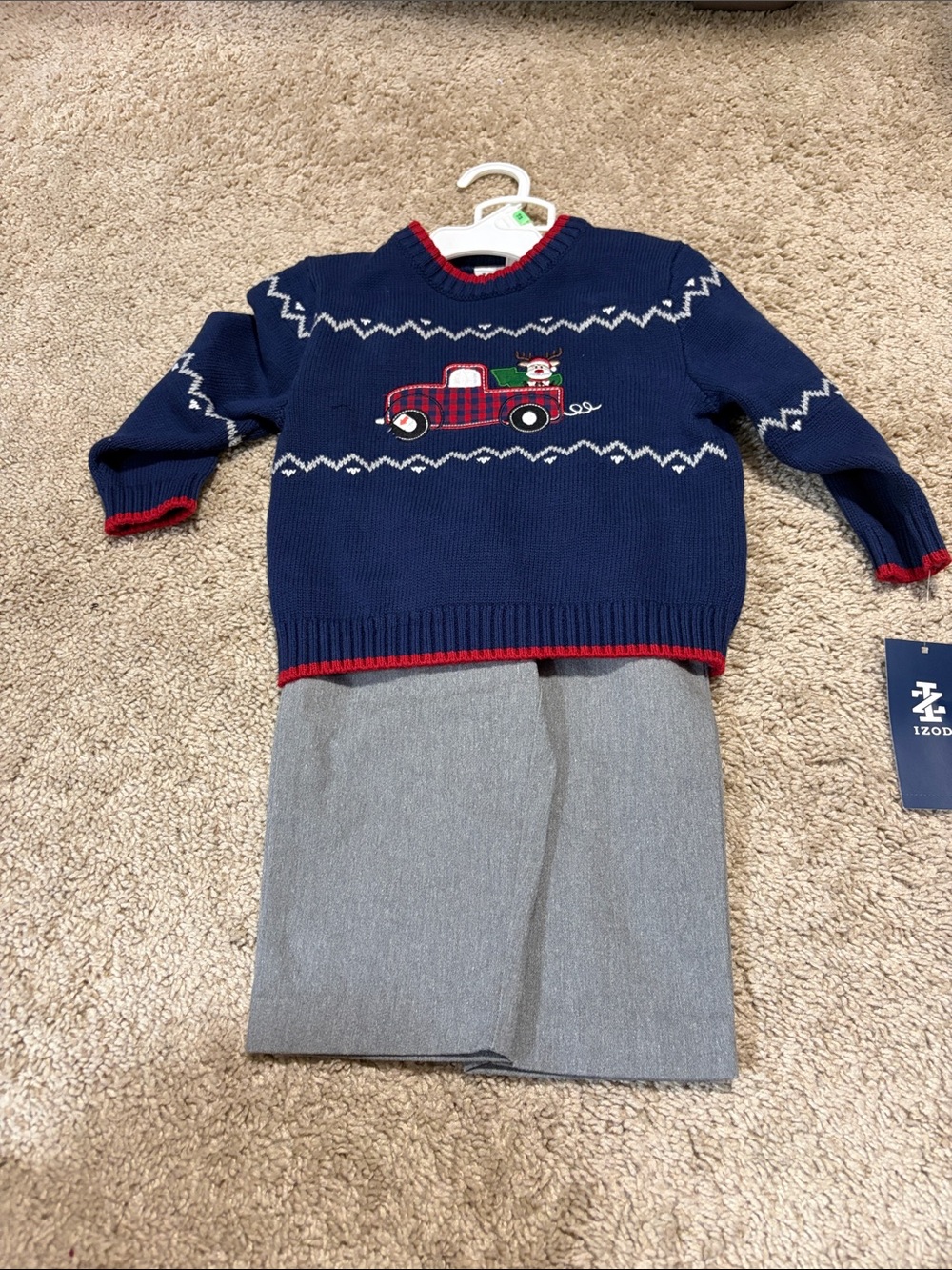 Izod Boys 2 Piece Holiday Set Sweater / Pants 18 months NWT